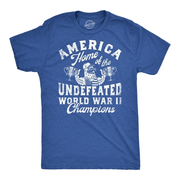 Mens Funny T Shirts America Home of The Undefeated World War 2 Champions Tee for Men Graphic Tees