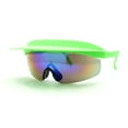thumbnail image 2 of Retro Half Rim Visor Color Mirror Wrap Sport Oversized Plastic Sunglasses Green - Teal Mirror, 2 of 4