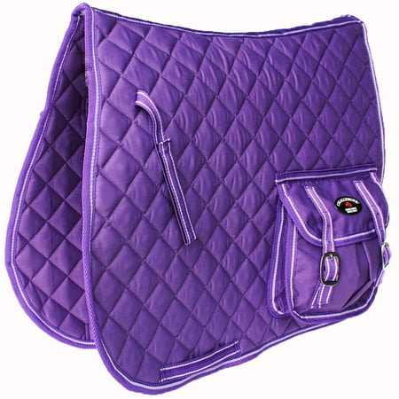 Horse Quilted ENGLISH SADDLE PAD Aussie Australian Dressage Pockets Purple