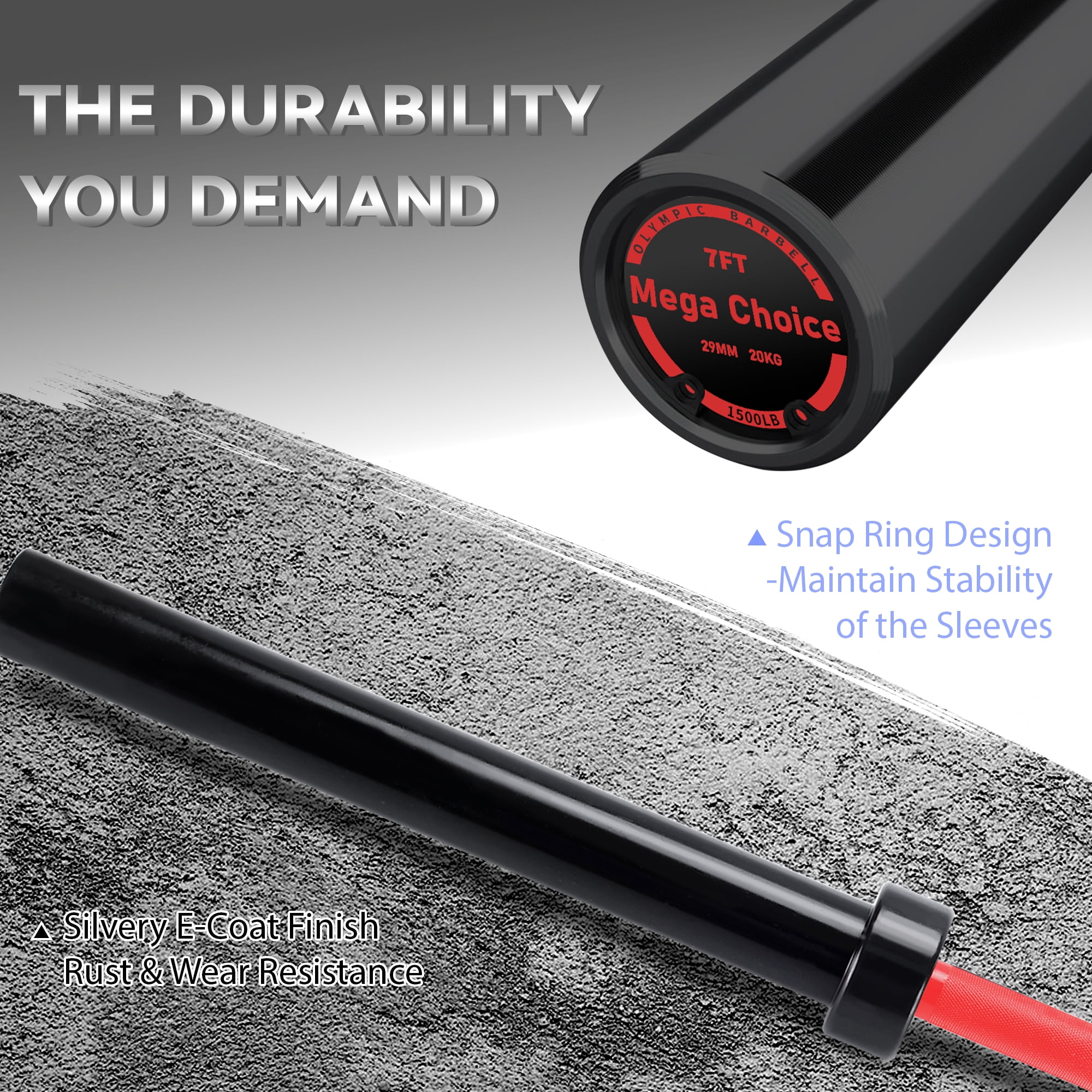 7FT Barbell Bar for Weightlifting & Power Lifting, Strength Training Bar Fits 2" Plates, 700lbs/1500lbs/500lbs Capacity, Bar for Home Gym, Squats, Curls, Snatch Clean Jerk