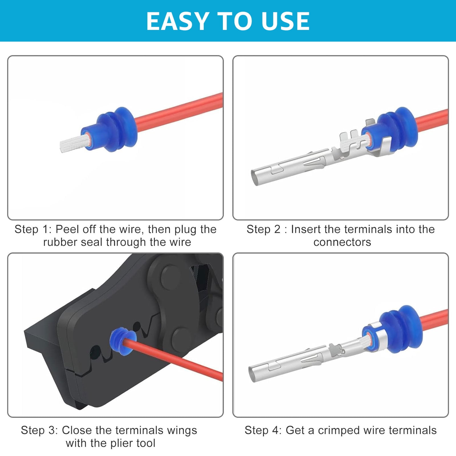 OKYMOTOR 720Pcs Pin Connector Kit 21 Types Car Electrical Wire Terminal Connector Set 1/1.5/1.8/2.2/2.8/3.5mm Terminal Pins Non Insulated Wire Connectors Crimped Connector Terminal for Truck