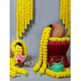 thumbnail image 2 of Marubhumi 5 Pcs of 4.5 Feet Long Strands Artificial Marigold Flowers Garland for Diwali, Traditional Indian Decor, Christmas Decor, Wedding Gift, Bush Floral Themed Party, DIY, Backdrop, 2 of 6