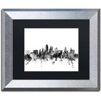 Trademark Fine Art "Kansas City Skyline B&W" Canvas Art by Michael Tompsett, Black Matte, Silver Frame