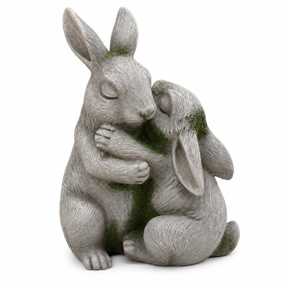 Comfy Hour 6 Inch Gray Resin Embracing Bunny Garden Statue