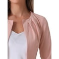 thumbnail image 5 of INSPIRE CHIC Women's 3/4 Sleeve Shrug Collarless Pleated Open Front Cropped Cardigan S Pink, 5 of 6