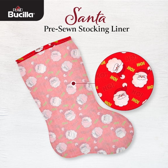 Bucilla Felt Stocking Liner, Santa, 18 in, Multicolor, Polyester
