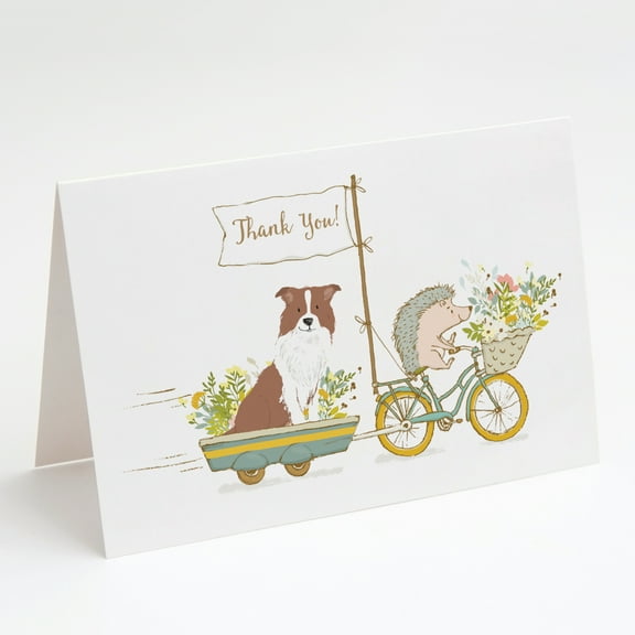 Border Collie Brown and White Greeting Cards and Envelopes Pack of 8