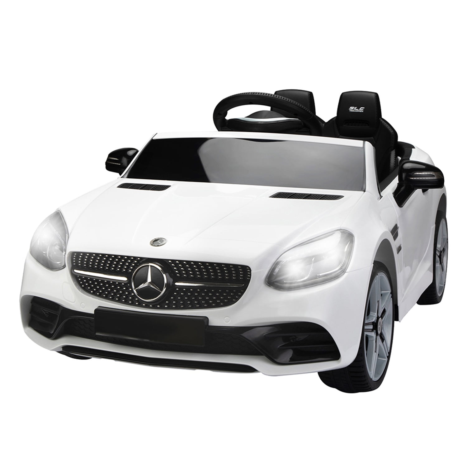 CIPACHO Licensed Benz, 12V Electric Kids Ride On Car for Ages 3-6, LED Head Lights, Safe Belt, Double Doors, 2 Speeds, White