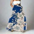 thumbnail image 3 of YUEJUIR Skirts for Women Women Floral Print Skirt High Waist Party Beach Pocket Long Maxi Skirt Long Skirt Linen Skirts for Women (Dark Blue,XXL), 3 of 5