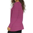 thumbnail image 4 of Tauxra Womens Long Sleeve V Neck Top with Striped, Slimted Casual Shirt, Soft Stretch Knit Fabric, Drape Hem for Versatile Everyday Wear, 4 of 7