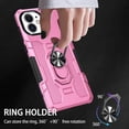 thumbnail image 3 of Case for iPhone 12, Ring Holder Kickstand Anti-Fingerprint Non-slip Anti-Drop Heavy Duty Defender Rugged Case Cover for iPhone 12 Phone 6.1 inches,Pink,For iPhone 12, 3 of 20