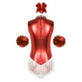thumbnail image 4 of vastwit Women Metallic Cheer Leader Costumes Performance Cheerleading Uniform Outfits Halloween Red S, 4 of 7