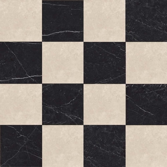 The Tile Life Windsor 4" x 4" Checkerboard Crema Marfil & Nero Marquina Matte Porcelain Tile Sample
