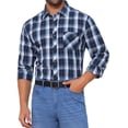 thumbnail image 1 of CAMISA DE VESTIR DE MANGA LARGA A CUADROS PARA HOMBRE INSPIRAR CHIC, CON COLLAR PUNTA Y BOTONES, TALLA XL, AZUL MARINO Y NEGRO, 1 of 6