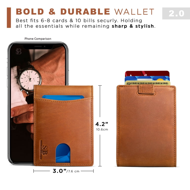 Men's Slim Bifold Wallet Full Grain Leather RFID Blocking photo 5