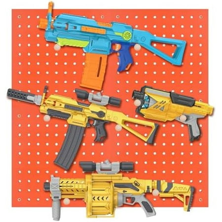 Peg Board For Nerf Guns, Peg Board For Hanging Nerf Guns, Toy Gun Storage, 4 Peg Board 13"x 13" For Nerf Guns, Toy Gun Storage Organizer Compatible with Blasters Nerf (Orange)$$Tools & Hardware Other