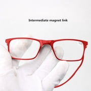 Magnetic Reading Glasses Men Women 3.0,Front Connect Adjustable Temples Eyeglass Around Neck Hanging Computer Readers for Presbyopia,Red