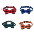 thumbnail image 1 of Pet Collar Adjustable Quick Release Buckle Design Soft Plaid Cat Collar with Removable Bell Bowknot 4pcs, 1 of 9