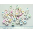 thumbnail image 4 of U8MO Kids Craft DIY Assorted Alphabet Letter Acrylic Cube Pony Beads 8mm 10mm-50pcs White with Black 11mm, 4 of 7