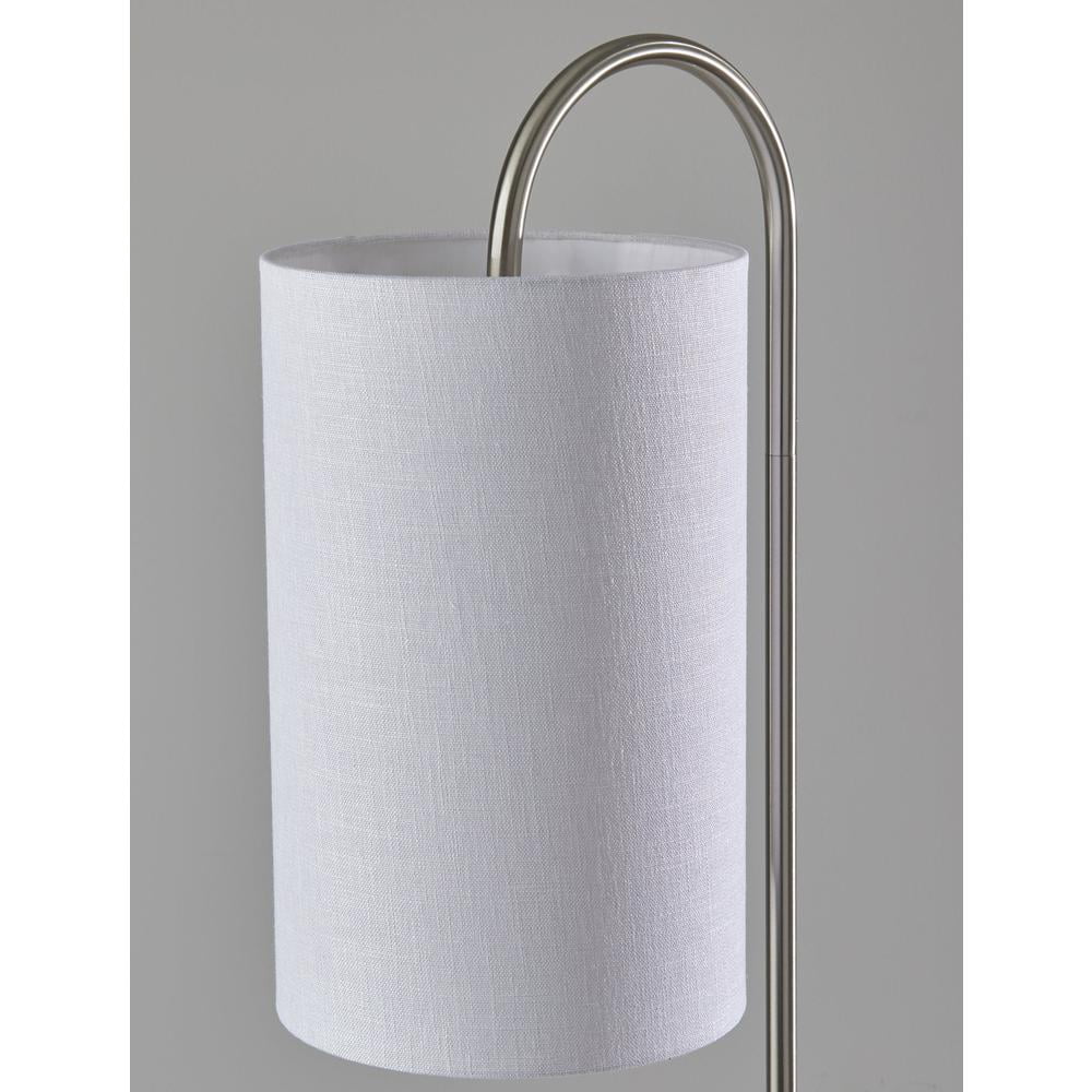 Adesso Leonard Shelf Floor Lamp, Brushed Steel