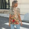 thumbnail image 6 of HAPIMO Women' Plus Size Flowy Round Neck Tees Summer Tops for Women Elegant Pleated Blouses Fashion Clothes Casual Loose Flower Print Tops Dressy Tunic Multicolor XXL, 6 of 6