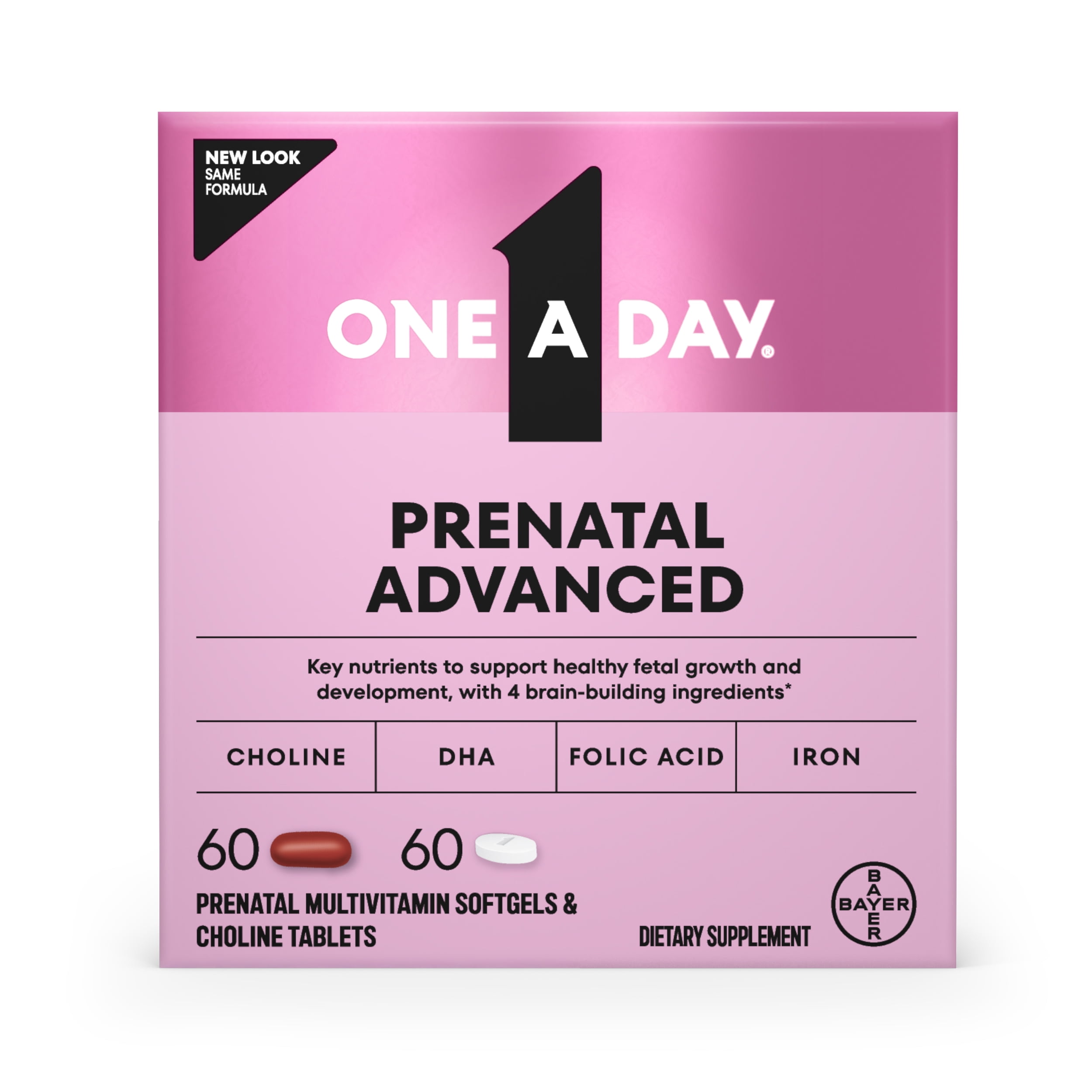 One A Day Advanced Prenatal Multivitamin with Choline, 60+60 Count