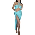 thumbnail image 2 of Sunloudy, vestido Halter sin mangas para mujer, verano, informal, Color sólido, recortado, cordón fruncido, abertura lateral, vestido de fiesta, ropa de calle para Club Sunloudy  moda, 2 of 7