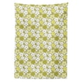 thumbnail image 2 of Grey Yellow Tablecloth, Repeating Motifs Basic Abstract Flowers Continuous Print, Rectangle Satin Table Cover Accent for Dining Room and Kitchen, 60" X 84", Pastel Yellow Khaki, by Ambesonne, 2 of 2