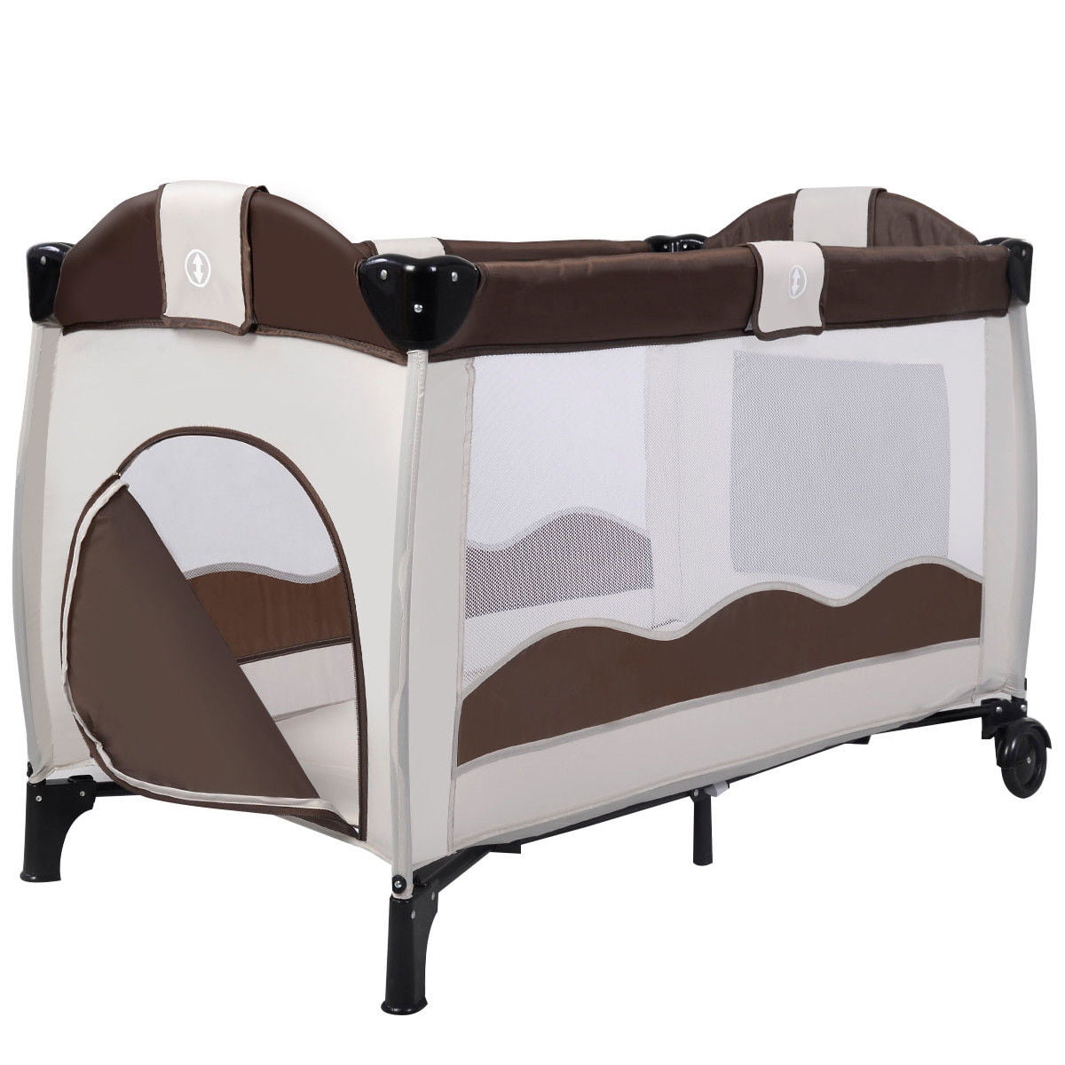 Foldable Coffee Baby Crib Playpen Playard Pack Travel ...