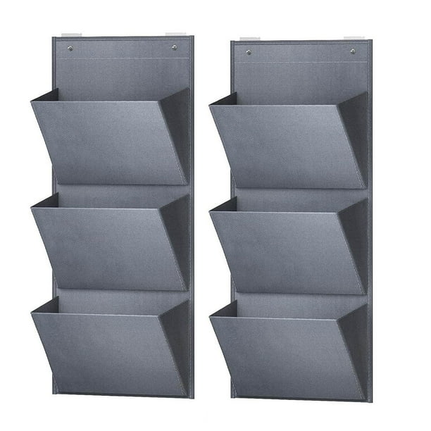 Organizador colgante de 2 piezas para sobre la puerta con 3 bolsillos de almacenamiento para ropa sucia gris