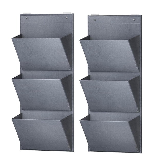 Organizador colgante de 2 piezas para sobre la puerta con 3 bolsillos de almacenamiento para ropa sucia gris