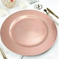 Stylish Round Metallic Rose Gold Plastic Charger Plates, 13 in.; Set of