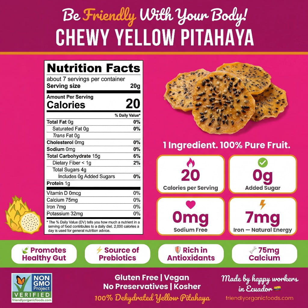 Friendly Organic Foods Dried Dragon Fruit - Pitahaya, 5.29 Oz, Healthy Snack