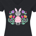 thumbnail image 4 of Inktastic Easter Scandinavian Bunny with Flowers Women's V-Neck T-Shirt, 4 of 5
