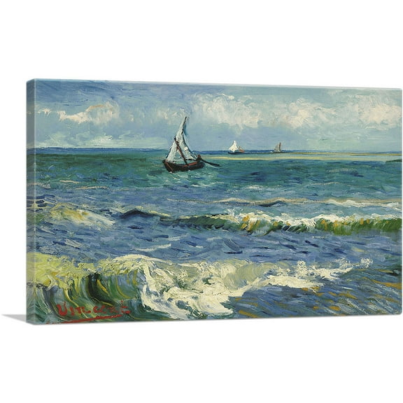 ARTCANVAS The Sea at Les Saintes-Maries 1888 Canvas Art Print by Vincent Van Gogh - Size: 26" x 18" (0.75" Deep)