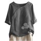 thumbnail image 1 of Blusas de Manga Corta para las Mujeres Impresas Cuello Redondo Camiseta Casual, Blusa de Algodón de Imitación para las Mujeres, 1 of 4