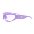 thumbnail image 3 of Classic 90s Style Sport Oval Round Plastic Sunglasses All Purple, 3 of 4