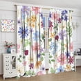 thumbnail image 4 of Floral Blackout Curtains, Spring Watercolor Flower Plant Rustic Modern Style Pattern for Bedroom Living Room, 2 Panel Set,52X84 Inch, 4 of 6