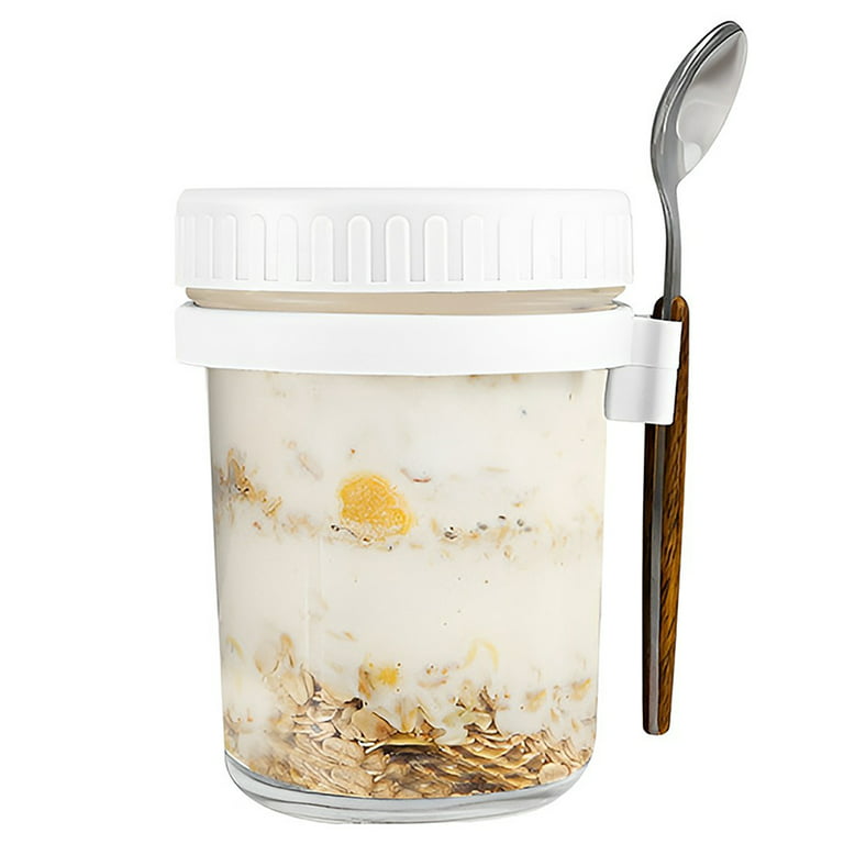 P&Y Overnight Oats Containers with Lids, 12 Oz Glass with Spoons