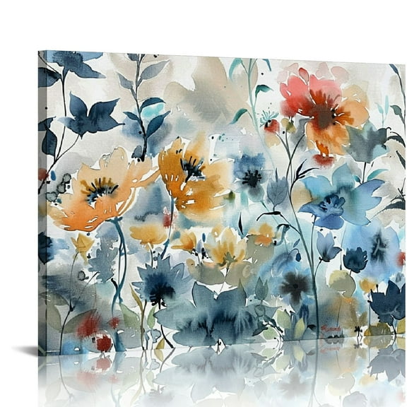 Acheng  Flowers Canvas Wall Art Wildflowers Canvas Pictures Rustic Botanical Artwork Abstract Watercolor Landscape Painting Artwork for Home Living Room Bedroom Kitchen Office Wall Decor pattern1