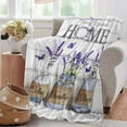 thumbnail image 4 of Farmhouse Floral Blanket for Women Girls Ultra Soft Cozy Lavender Flower Throw Blanket Fleece Fuzzy Plush Bedding Blanket Purple Flower Gifts for Women Girls Kids Adults Couch Sofa 50"x40", 4 of 6
