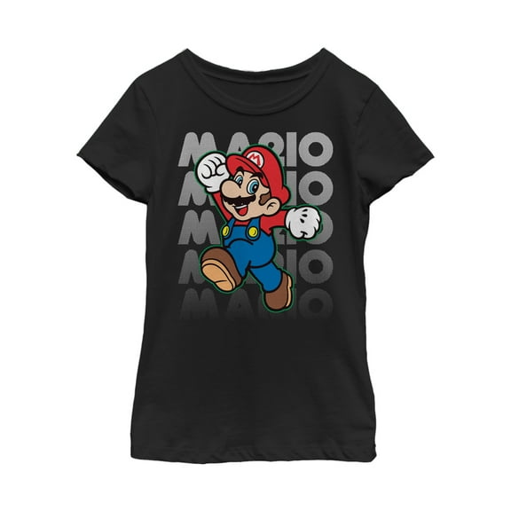 Girl's Nintendo Super Mario Jump Graphic Tee Black Large