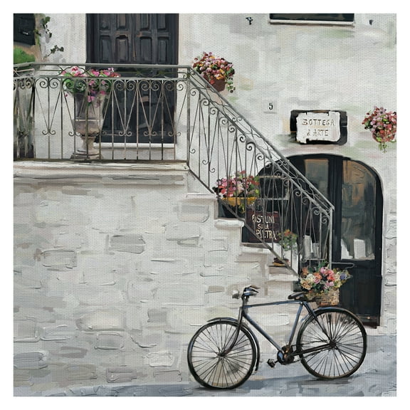 Masterpiece Art Gallery Bottega D’Arte Bicycle & Building By Studio Arts Canvas Art Print 30" x 30"