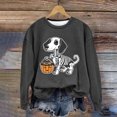 thumbnail image 2 of LYEAA Halloween Crew Neck Sweatshirts Women Long Sleeve Regular Ribbed Cuff Casual Wear Skull Holiday Clothes Gray M, 2 of 4