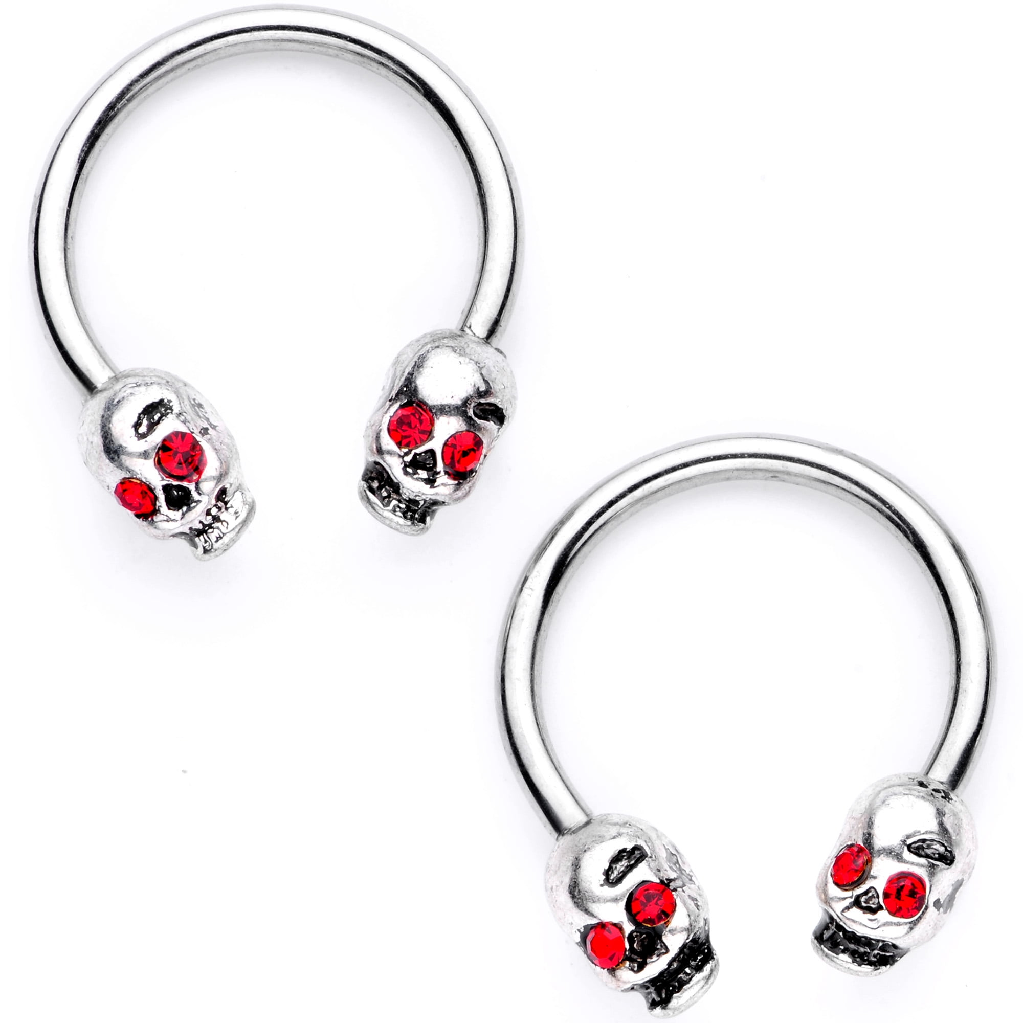 Body Candy 4 Pc 16G Stainless Steel Eyebrow Ring Skull Lip Ring