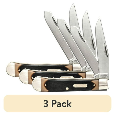 (3 pack) Old Timer Pal and Trapper Traditional Sawcut Handle Folding Knife Combo Pack