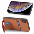 thumbnail image 3 of Case for iPhone XS Max with Hidden Kickstand, Carbon Fiber Texture Wallet Case with Card Holder for iPhone XS Max Magnetic Car Mount Shockproof Military Grade Protection Cover, Brown, 3 of 10