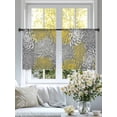 thumbnail image 4 of Yellow Gray Floral Semi Sheer Window Curtains 54 Inches Long, Farmhouse Retro Abstract Flowers Art Rod Pocket Voile Silky Chiffon Curtain Light Filtering Drapes for Living Room, 52"x54", 2 Panels, 4 of 9
