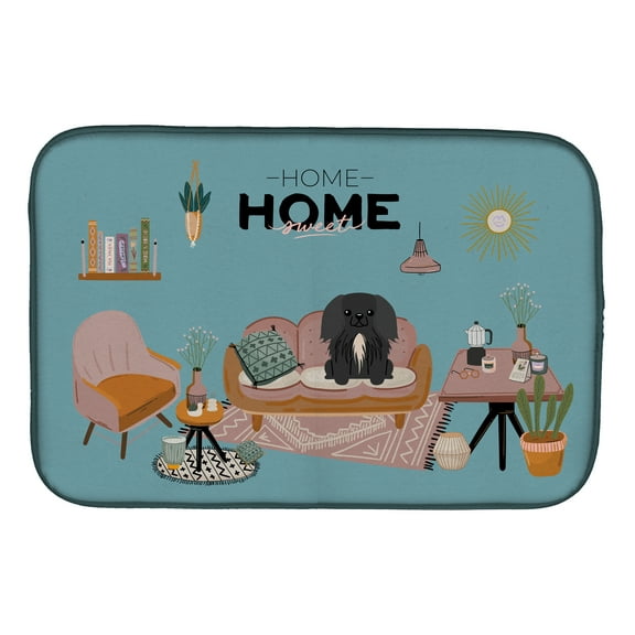 Black Pekingese Sweet Home Dish Drying Mat