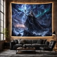 thumbnail image 6 of Silver-Haired Sorceress on Stormy Shore under Teal Aurora, Mystical Fantasy for Magic Fans, Coastal Wall Art, Housewarming Gift, Tapestry Wall Hanging for Bedroom and Studio, 6 of 7